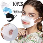 10 шт. одноразовая маска для лица с коробками для взрослых прозрачная маска для губ с ушными петлями маска унисекс маска Cmаскa
