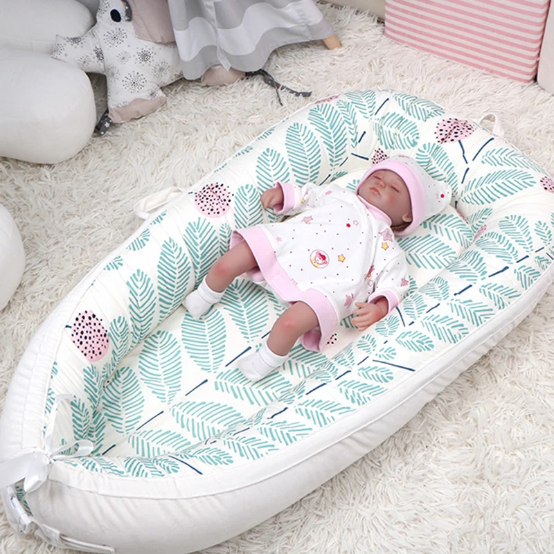 

90x50cm Baby Lounger Babynest Sleeping Toddler Cradle For Infant Portable Adjustable Newborn Bed Crib Bassinet Bumper