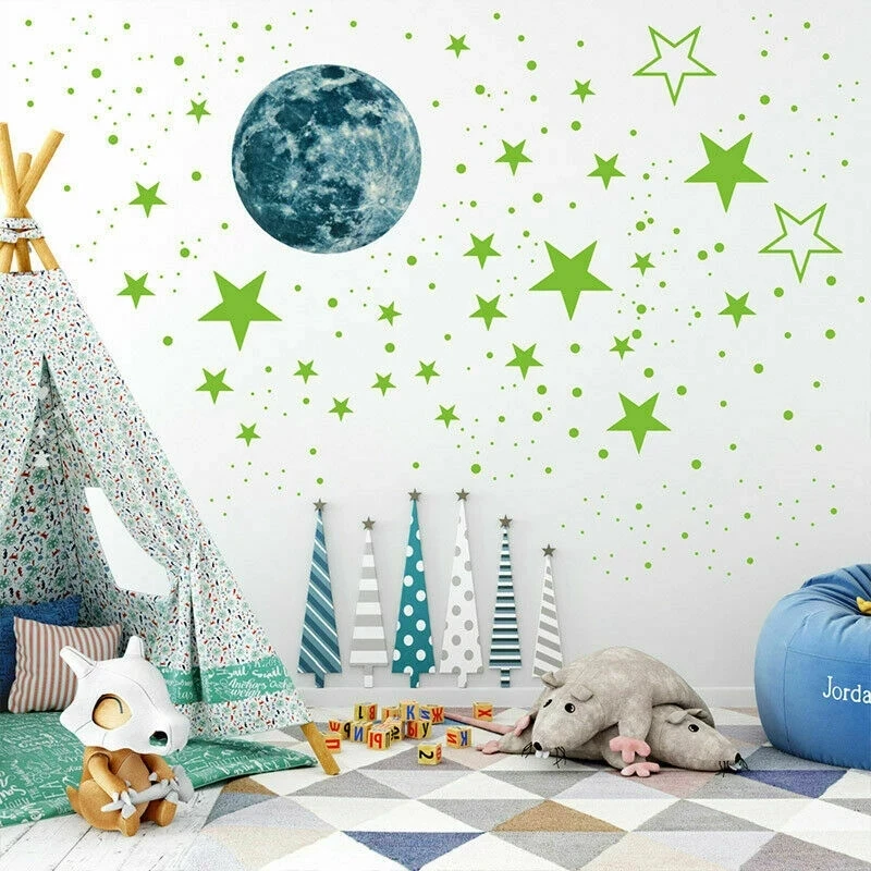 

435pcs Luminous Moon and Stars Wall Stickers for Kids Room Baby Nursery Home Decoration Wall Decals Glow in the Dark Ceiling