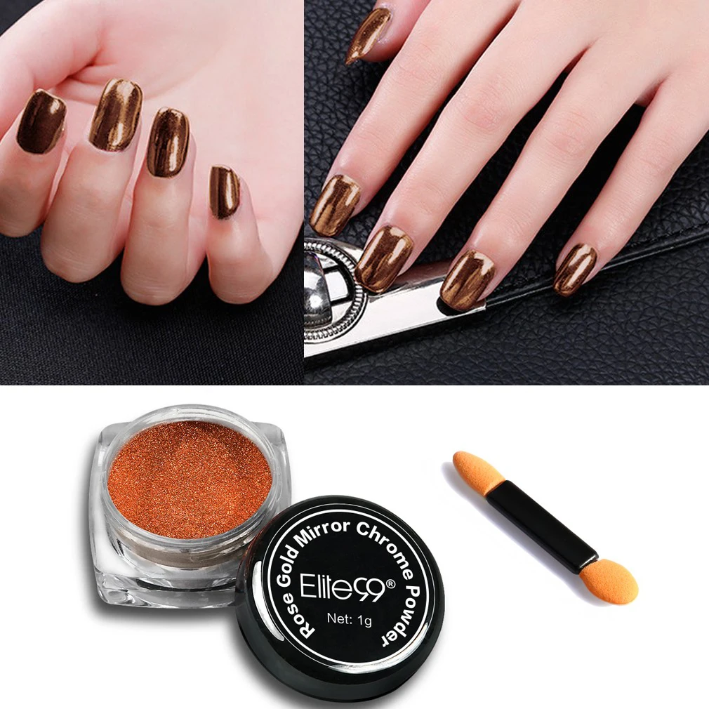 Зеркало Хамелеон Блестящие Блестки для ногтей Пудра с кистью великолепный