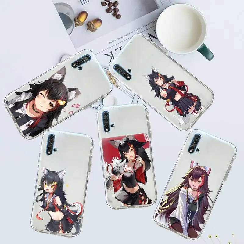 

ookami mio hololive fox girl Phone Case Transparent for Huawei honor P mate Y 20 30 40 10 8 5 6 7 9 i x c pro lite prime smart