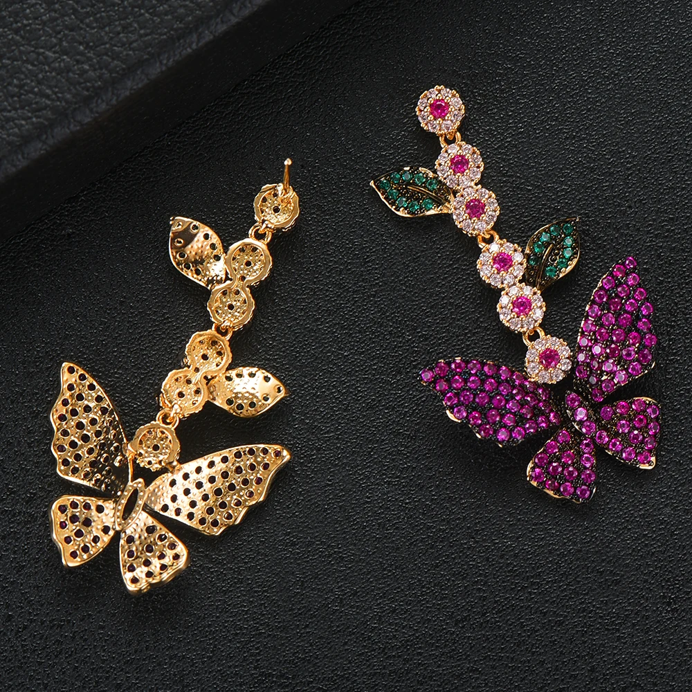 

Siscathy Fashion Korean Butterfly Drop Earrings For Women Wedding Cubic Zirconia Crystal Bohemian Dubai Bridal Earrings