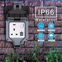 ip66 waterproof box wall socket outdoor 13a double single universal uk switched outlet usb usb wall electrical outlets