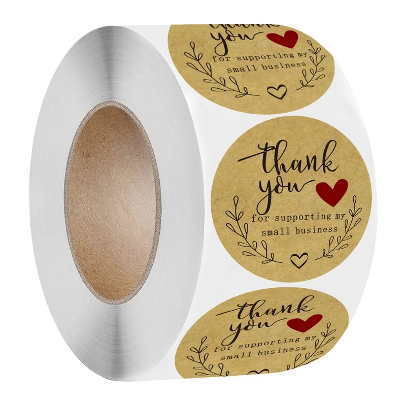 

"Thank you" Letters Label Stickers Craft Per Roll Stationery Adhesive Sealing Baking Paper Stickers Label Decorations for Gifts