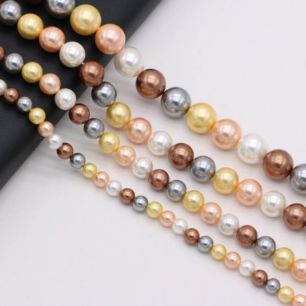 Купи Natural Round Mixed Color Loose Pearl Shell Beads Exquisite Making Elegant Necklace Bracelet Jewelry Accessories за 190 рублей в магазине AliExpress
