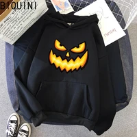 halloween pumpkin facial features horror unisex print sweatshirt hoodie pattern fleece casual basic student hoody long sleeve