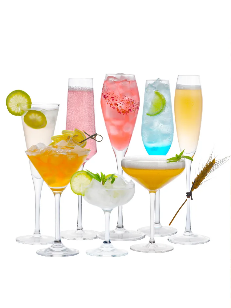 

Household glass bubble high foot champagne creative bar cocktail Marguerite Martini cup