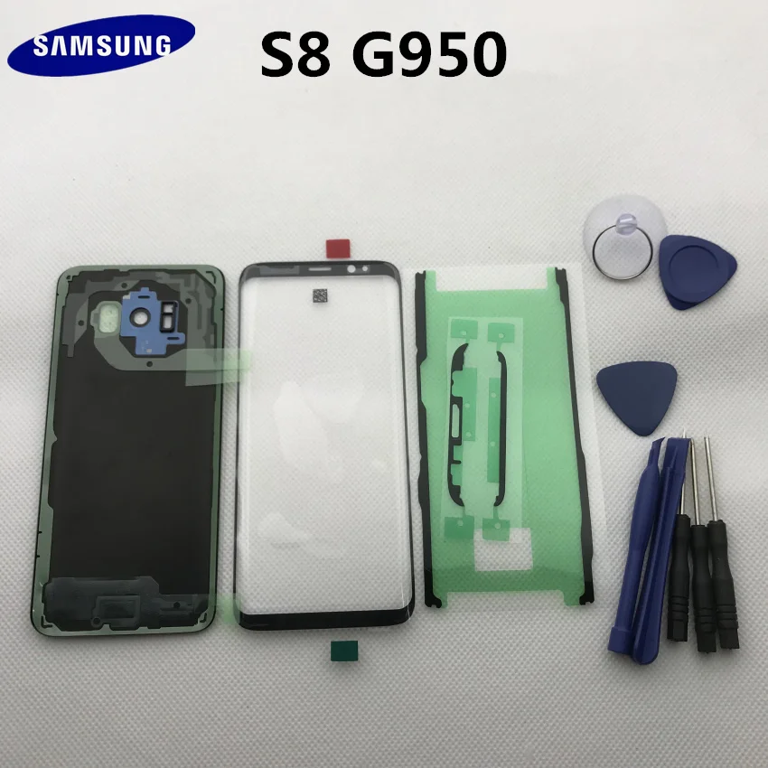 samsung Galaxy s8 edge G950 G950F полный корпус крышка батареи заднее стекло+ Переднее Сенсорное стекло запасные части инструменты