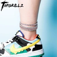 topgrillz anklet 5mm6mm tennis chain anklet iced out cubic zirconia hip hop punk fashion charm jewelry for gift can adjustable