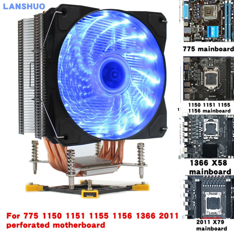 3/4PIN RGB светодиодный Процессор кулер 6-Heatpipe 12V(12 см); охлаждения радиатора для LGA 775 1150 1151 1155 1156 1366 2011 - Цвет лезвия: Bule