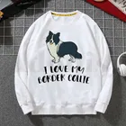 I Love my Border Collie Dog 90-е Ullzang толстовки свитшот с принтом трендовая мужская одежда в стиле хип-хоп мужские толстовки с круглым вырезом