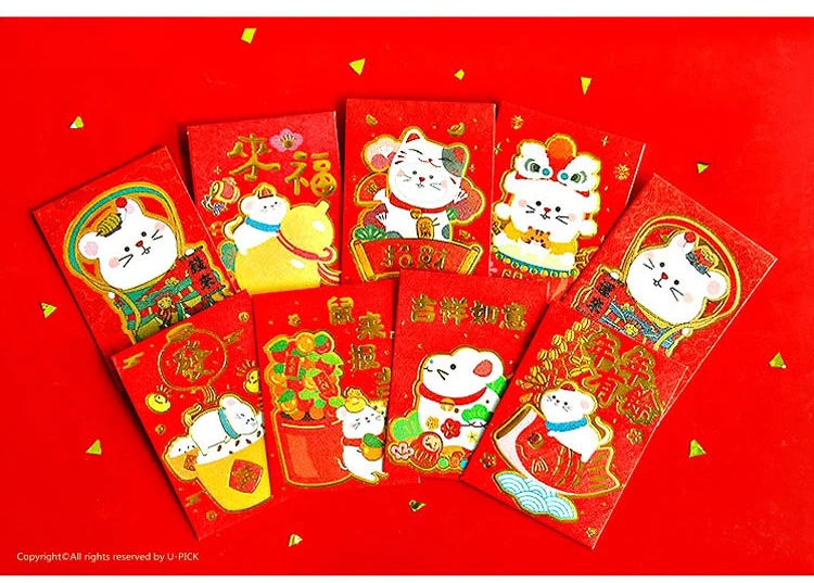 Прекрасный мультфильм крыса короткий размер красный пакет 2020 Китайский Лунный