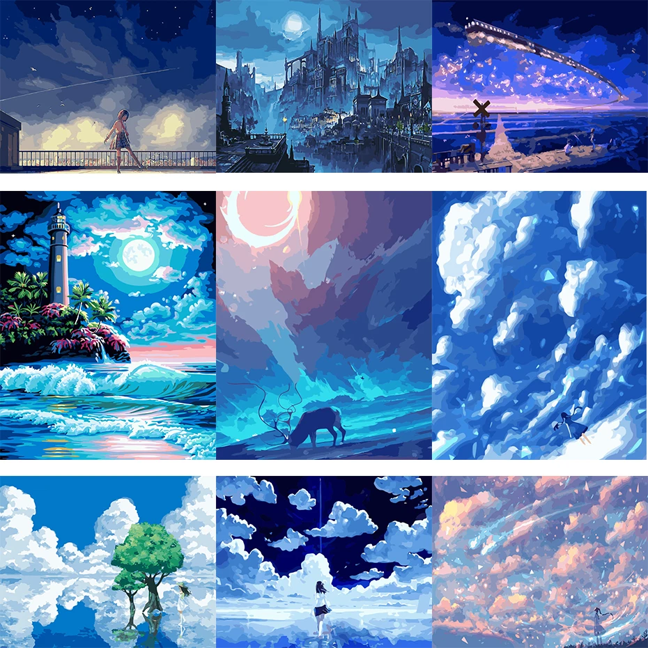 

FSBCGT Scenery Sky Meteor DIY Painting By Numbers Adults For Drawing On Canvas Coloring By Numbers Home Wall Art Decor