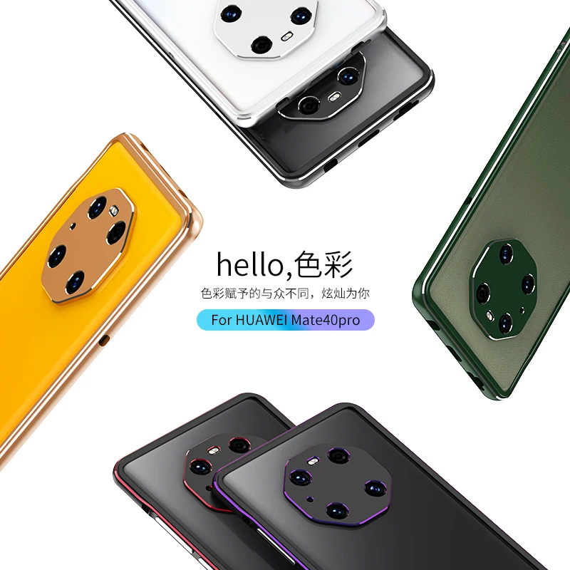 

Metal Bumper Frame Phone Case For HUAWEI Mate 40 Pro Luxury Slim Aluminum Edge Shockproof Camera Lens Protection Cover