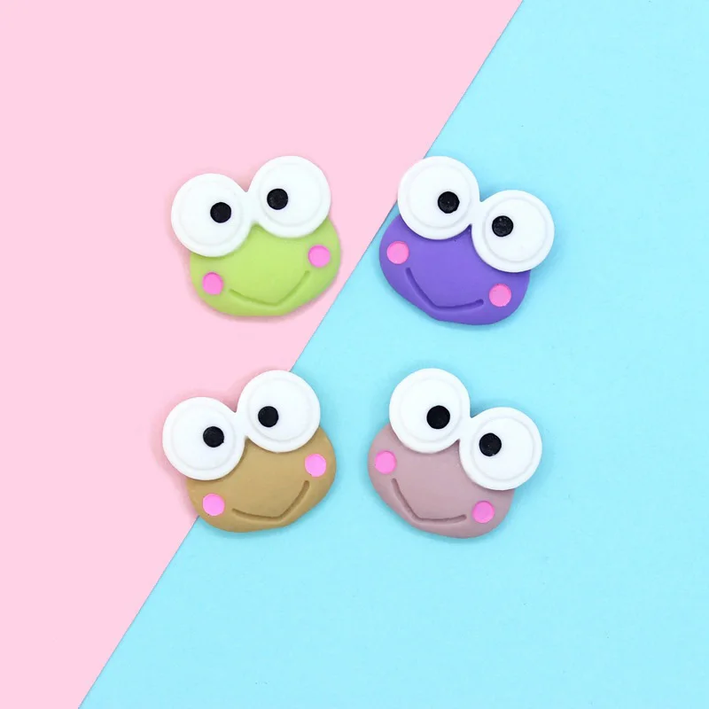 

10pcs Flatback Cartoon Frog Resin Flatback Cabochon for Hair Bow Center Phone Badge Scrapbooking For DIY Craft 22mm