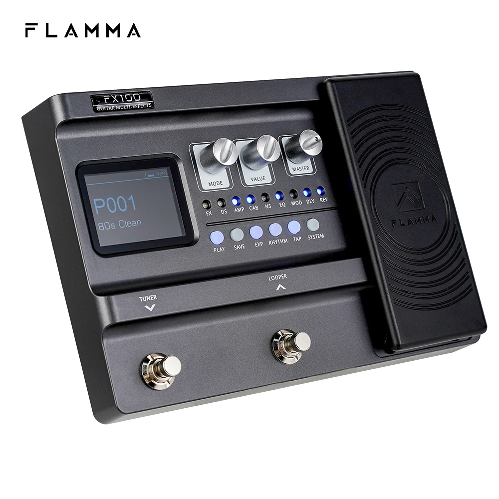 FLAMMA FX100 Multi Effects Processor Guitar Pedal with 151 Effects 200 preset 80s Looper 55 Amp Modeling  Expression pedal