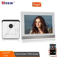 videw tuya smart 7 inch digital video doorbell intercom system with camera and touch screen monitor rfid access for home villa