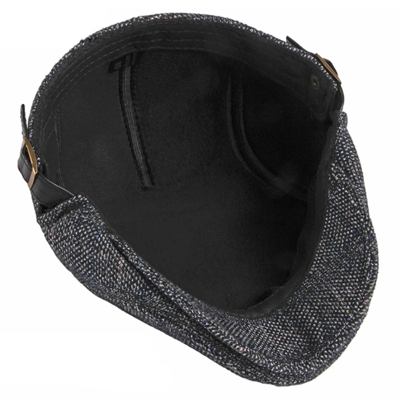 HT3422 Beret Cap High Quality Autumn Winter Hat Vintage Newsboy Ivy Flat Cap Warm Plaid Wool Beret Hat Adjustable Men's Berets