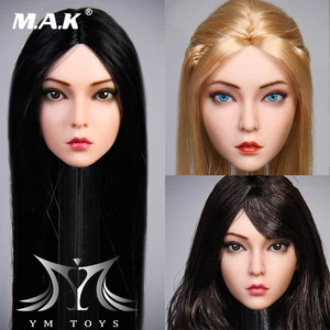 В наличии, 16, Женская фигурка розы, скульптура головы для загара, резьба YMT029, посаженная модель волос для 12 дюймов, Женская бесшовная игрушка для тела