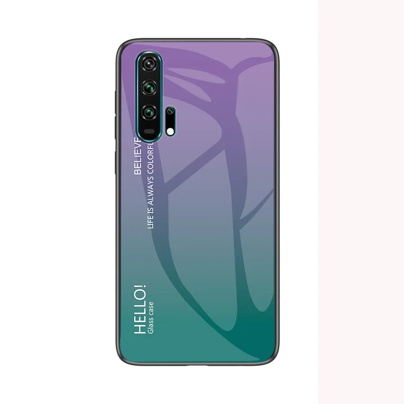 Фиолетовый Чехол Honor 20Pro для huawei Honor 20 Pro, градиентный чехол из закаленного стекла, противоударный чехол для huawei Honor 20 s, русская версия, Shel - Цвет: Фиолетовый