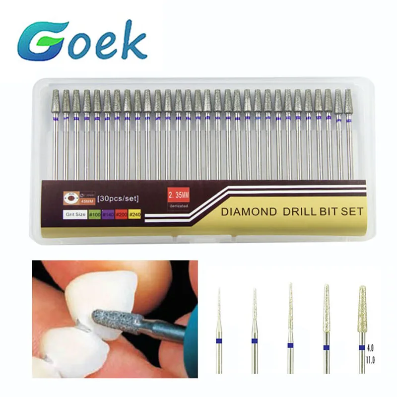 

5pcs/Set Dental Diamond Drill Bit Taper Shape Cylinder Bur Lab Dentistry Tools HP Electroplated Medium Grind Zirconia Sharp
