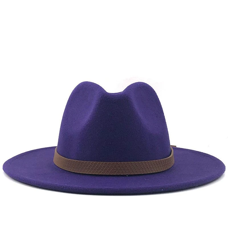 

Wide Brim Autumn Trilby Caps Female Male Fashion Top Hat Jazz Cap Winter Panama Hat Vintage Fedoras Men Mafia Hat Felt 56-60CM