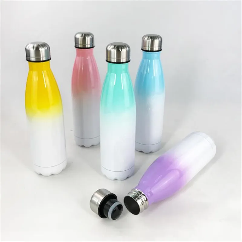 

17oz Cola Bottle DIY Sublimation Thermos Gradient Water Tumbler Double Wall Vacuum Insulated Cup Christmas Gift