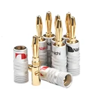 8 шт 4 мм банан Вилки Новый покрытыем цвета чистого 24 каратного золота динамик Nakamichi видео динамик разъем чистый Медь соединитель гнезда для наушников Прямая доставка