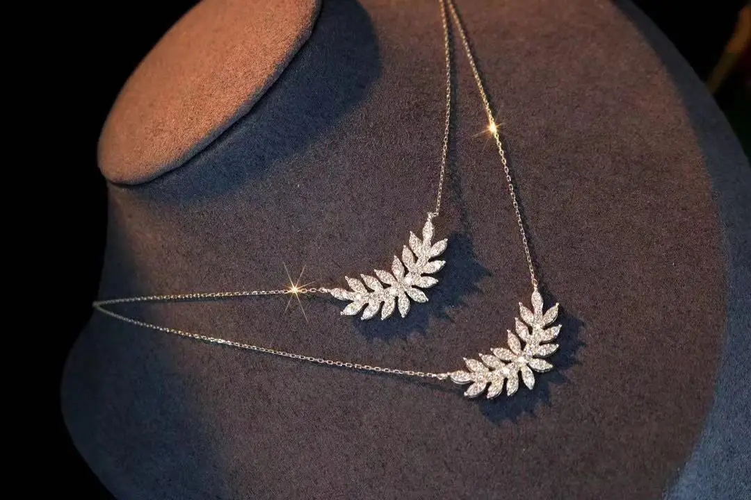 

18K-gold-plate, циркон, кристалл, чокер с листьями Ожерелье Нежный для женщин Свадебная вечеринка обручение сверкающих ярусные ожерелья подарки