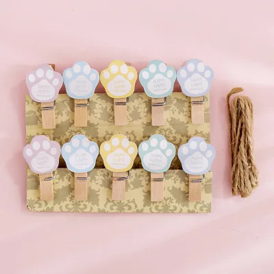 A0582 8/10/12 Pcs Mini Natural Wooden Photo Clips Christmas Snowman Duck Heart Owl shaped Clips Clothespin Craft Decoration Clips Pegs - Цвет: A0582