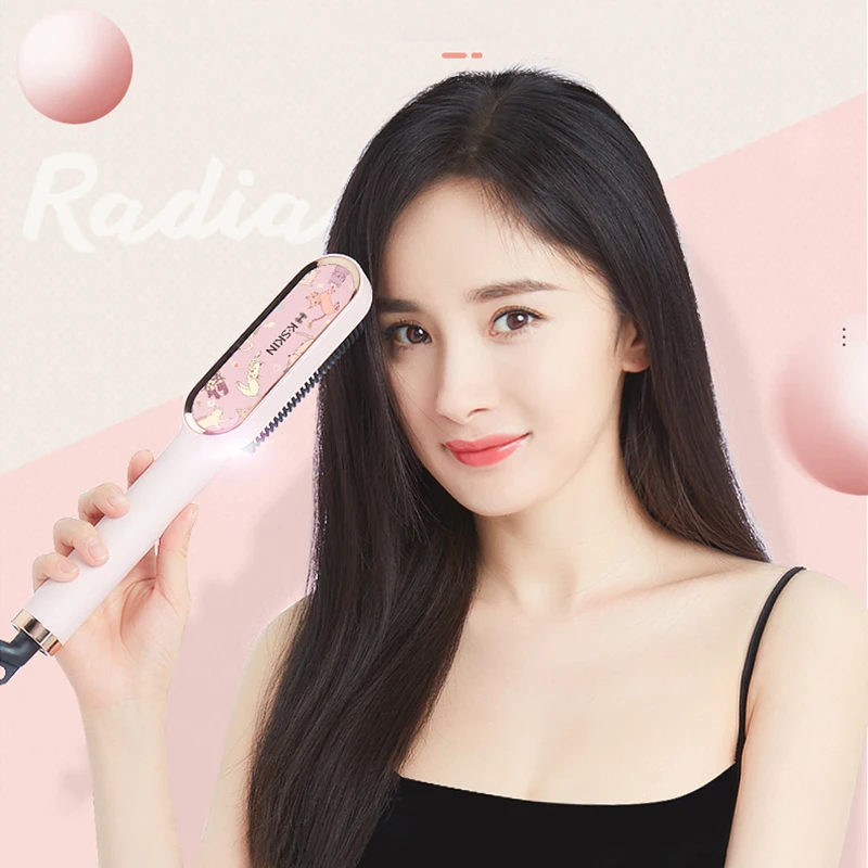 

Straightening brush Ceramic Hair Straightener Brush hair Electric Hot Comb Flat Iron Anti-static hair Curler Styling Tool