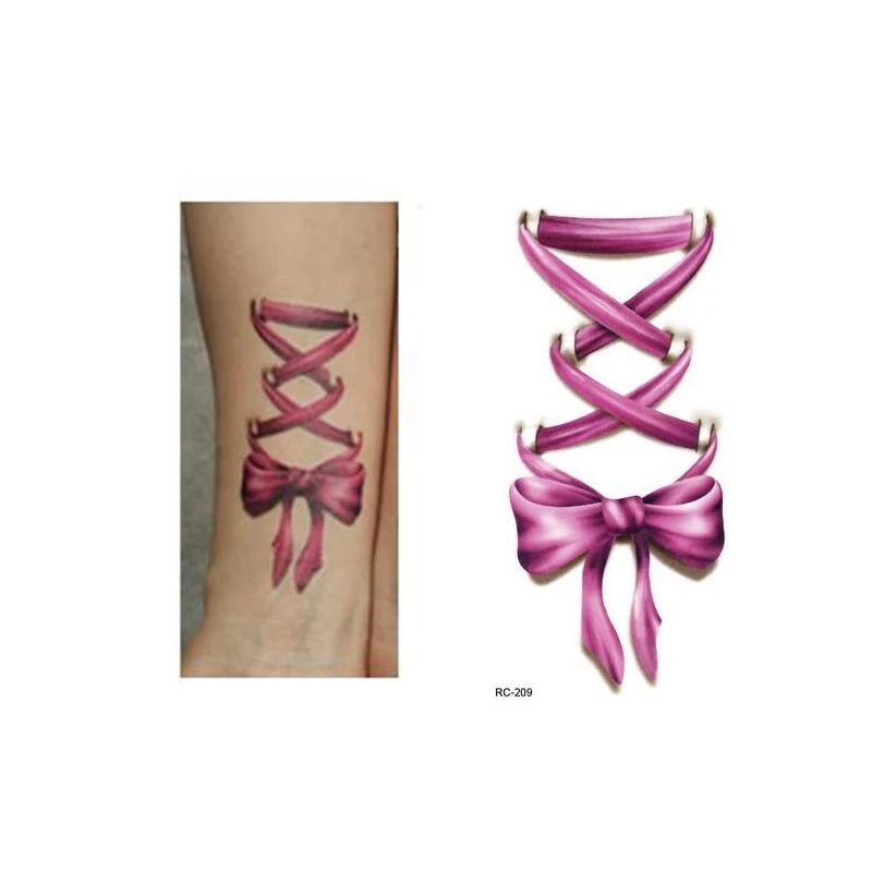 Боди-Арт Красота Макияж Розовый и Синий Лук на Руку Водонепроницаемый Временные