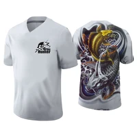 mens high quality oversized t shirt comfortable 3d printed customized fish v neck top short sleeve casual t shirt wholesale
