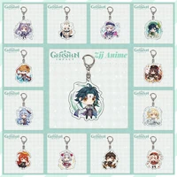 anime keychain genshin impact keqing venti diluc klee hung figure double sided design acrylic bag pendant keyring jewelry gift