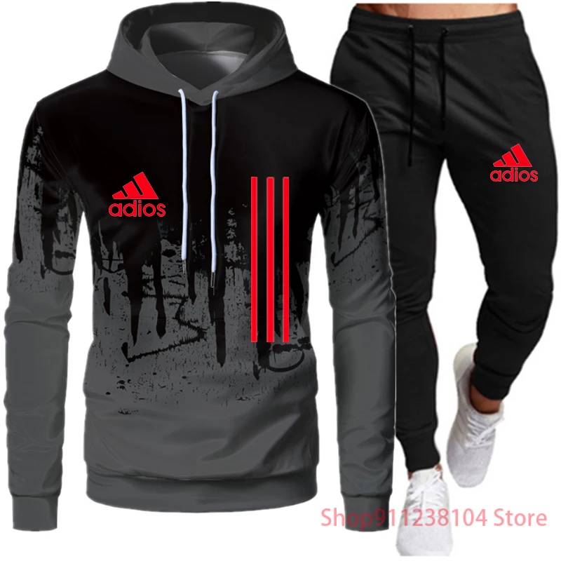 

Tracksuit Men Sets Winter Hoodies Pants 2 Piece Set 2021 Running Hoody Mens Brand Sweatshirt Sport Joggers Sweatpants Suit Male