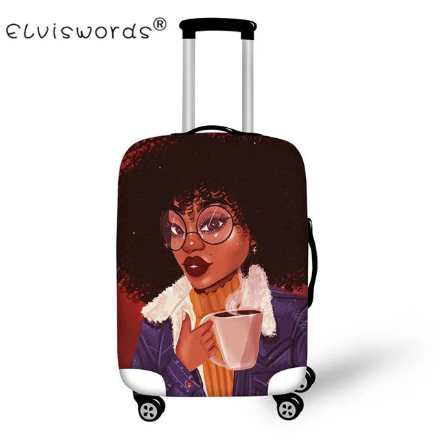 ELVISWORDS Black Girl Magic Afro Lady дорожный защитный чехол на чемодан для 18-30 дюймов аксессуары для путешествий Чехол - Цвет: YQ3718