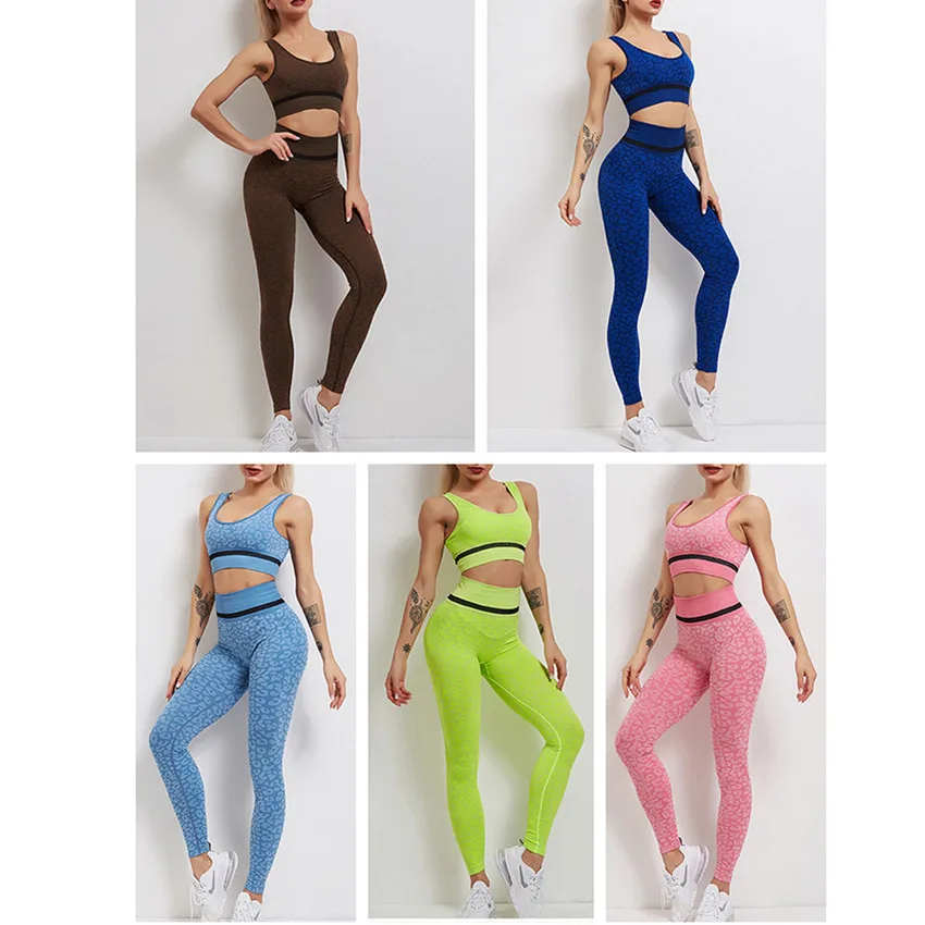 

Leopard Print Yoga Sets Women Fitness Clothing Seamless Sports Outfit For Women High Waist Legging set Gym Suit Workout Clothes