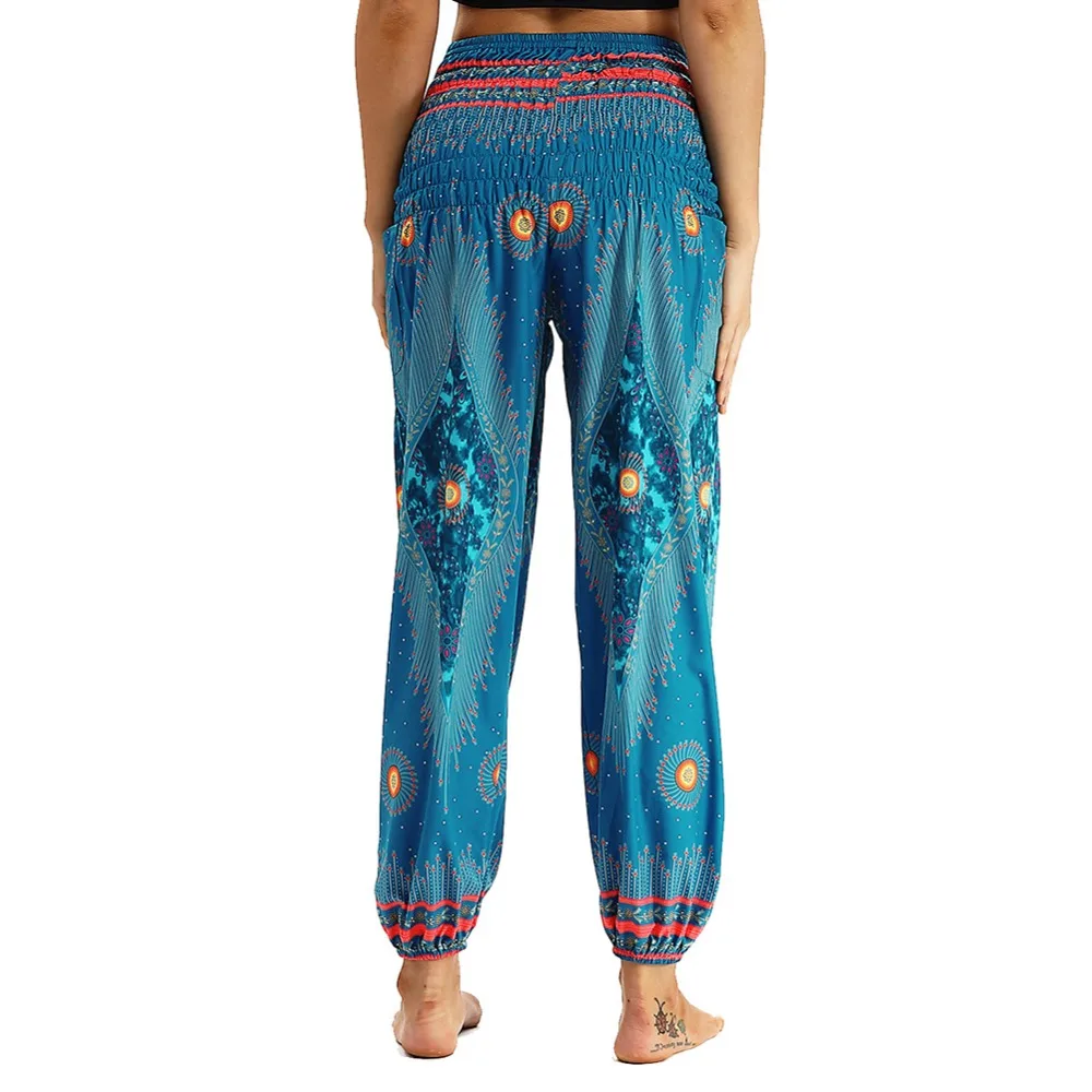 

Women High Waist Printed Summer Trousers Beach Pants Harem Fashion Pants Women Plus Size Loose Bohemian Pant
