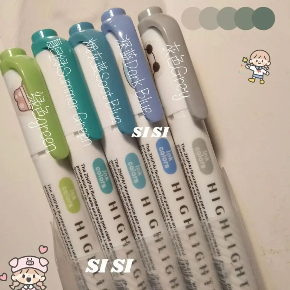 

【Factory Alliance Outlet Store】Highlighter Light Color Series Double-headed Marker Students Kawaii Stationery Sationary Pens