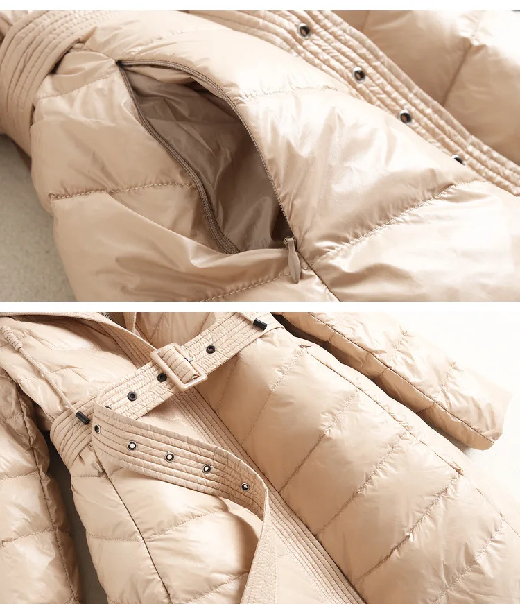 

Slim Long Zipper Down Coat 2021 New Hood Women Winter Elegant Coats Jacket Warm Woman