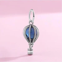 authentic 925 sterling silver charm creative blue hot air balloon pendant fit pandora women bracelet necklace diy jewelry