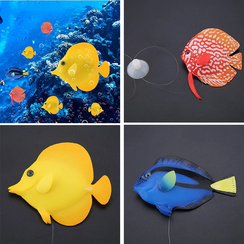 

Glowing Aquarium Simulation Tropical Fish Floating Moveable Fake Fish Tank Toys Simulation Landscape Aquarium Decoration