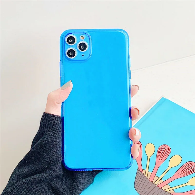 Яркий Цветной неоновый флуоресцентный однотонный чехол для телефона iPhone 13 Pro Max