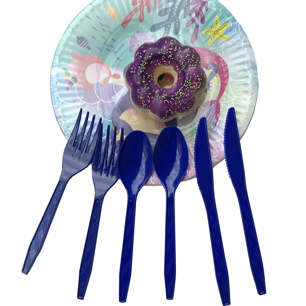 Набор столовых приборов из Королевского синего пластика 20 шт. столовые приборы