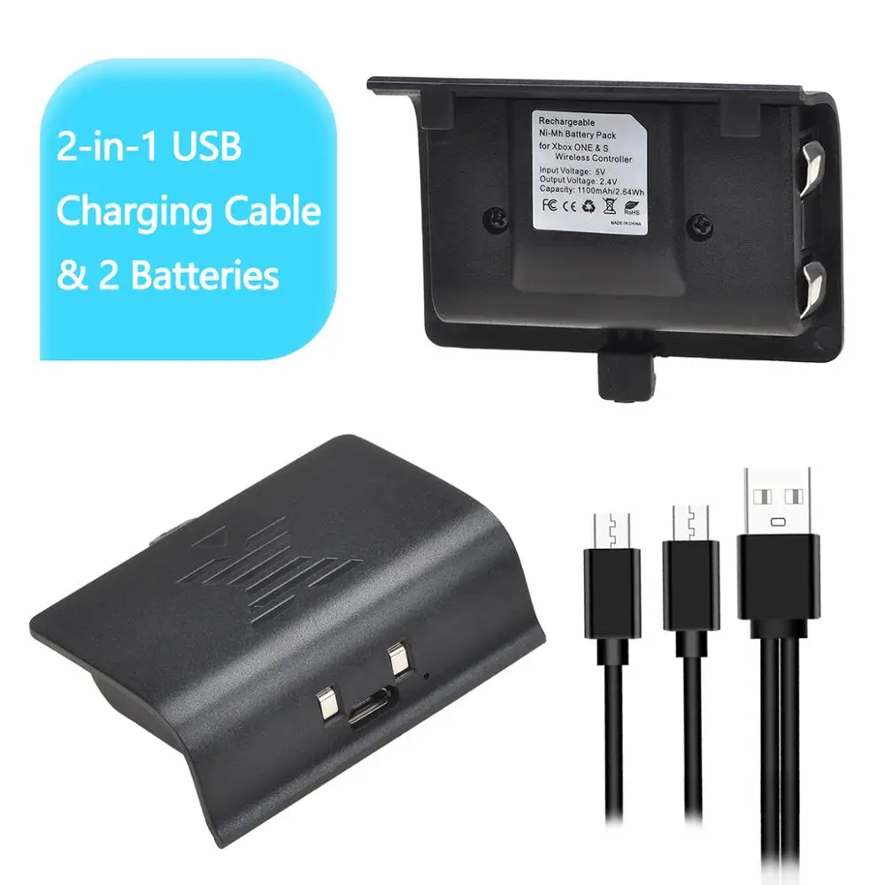 

ML1 2pcs 1100mAh Xbox One Battery for Xbox One Xbox One S Xbox One X Xbox One Elite Wireless Controller