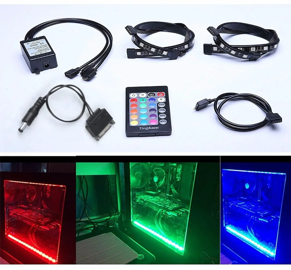 Полный комплект RGB 5050 SMD 2 шт. 18 светодиодный s 30 см светильник прикрепленный к ПК