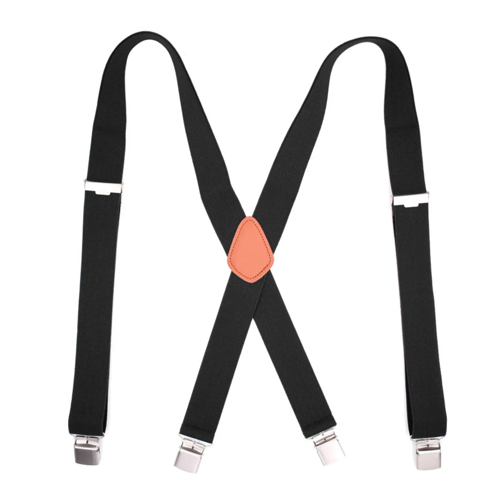 

With 4 Metal Clips Adjustable Suspenders Adult Vintage Accessories Elastic Band Daily Wear Easy Install X-Back Pants Strap Belt