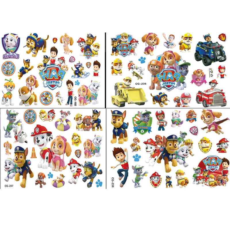 

Paw patrol stickers children cartoon Animation Peripheral Tattoo Sticker kids Birthday Party Decoration Sticker cartoon Figure