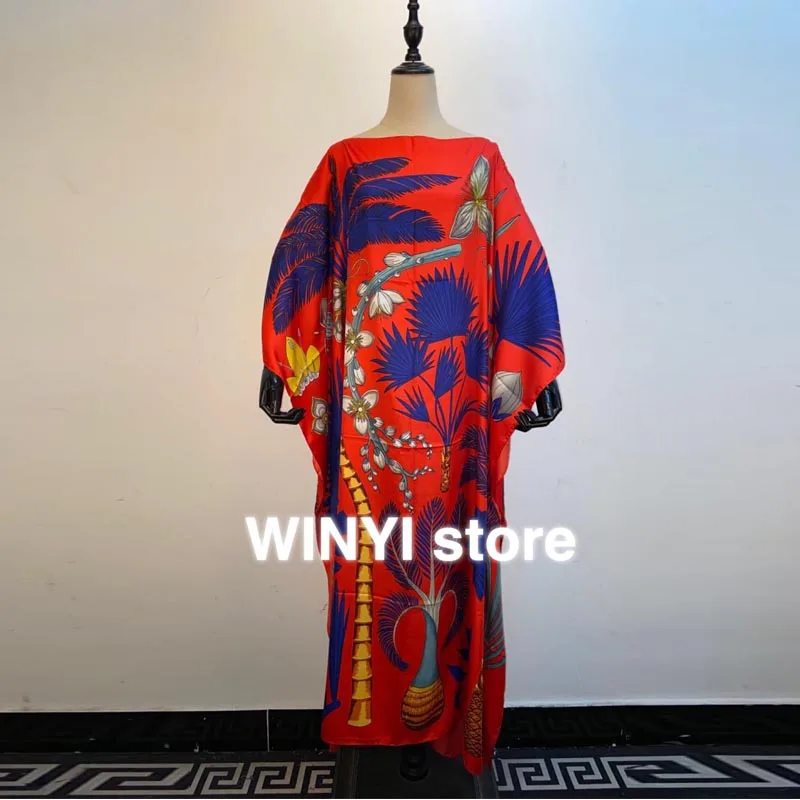 2020 Floor Length twill party maxi beach long dress Women Bohemian Print Over Size Loose Round Collar Elegant New Spring Tide