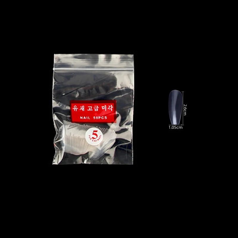 500/100pcs/bag French Ballerina Fake with Designs Nail Art Tips Gradient Clear Coffin Nails Full Cover Manicure | Красота и здоровье